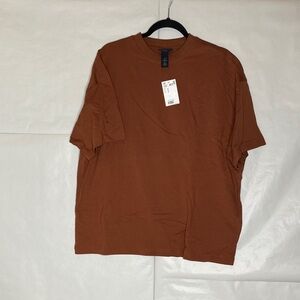 H&M Short Sleeve Crew Neck T-Shirt - Rust Brown